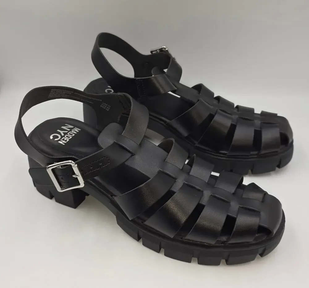 Madden NYC Sandals Womens 11 Platform Fisherman Black Casual Comfort Block Heel